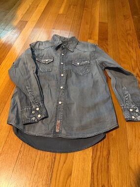 Kids Long-Sleeve Denim Button-Down Shirt - Faded Blue